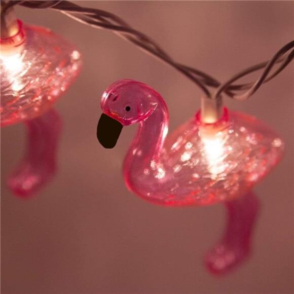 SUNSGNE Pink Flamingo Outdoor String Lights Party Lights, Summer Patio String - Picture 4 of 8